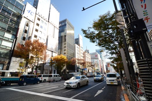 Tokyo, Japan - November 26, 2013: People shopping at Ginza area on November 26, 2013 in Tokyo. Ginza shopping area. The popular tourist spot in Tokyo. 