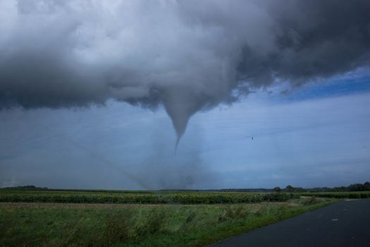 FRANCE, Matha: A tornado is seen near Matha, western France, on September 16, 2015.