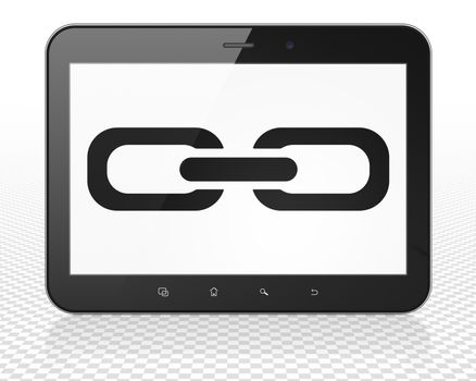 Web design concept: Tablet Pc Computer with black Link icon on display