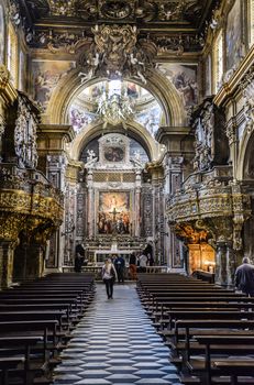 NAPLES, NOVEMBER 11: Interiors and details of San Gregorio Armeno church on November 11, 2014 in Naples, Italy
