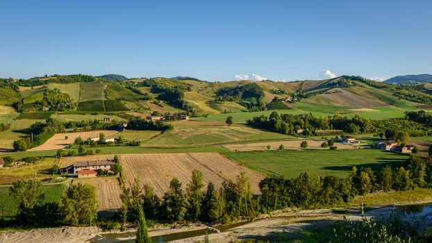 In the picture a beautiful view of the hills of Piacenza (Castell'Arquato) and its vineyards.