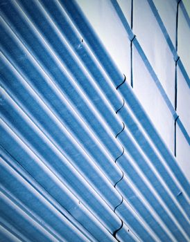 abstract background or texture blue two types of metal roofs