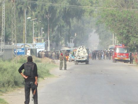 PAKISTAN, Peshawar: Armed militants attacked the Pakistan Air Force base at Badaber on September 18, 2015 leaving at least 17 dead. 	Many of those killed were security forces observing morning prayers in the air base's mosque. Local reports say all of the attackers, who were dressed in police uniforms, were killed by the rapid response team. The Pakistan Taliban claimed responsibility for the attack. 