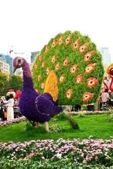 Peacock bird with flower decoration