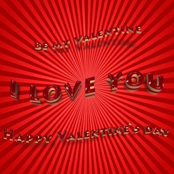 Glossy red three-dimensional inscription Happy Valentines Day on red background.