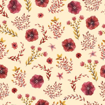 flowers watercolor of floral rose seamless pattern