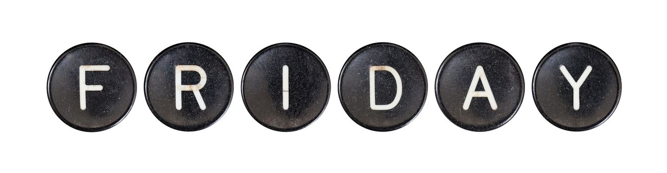 Typewriter buttons, isolated on white background - Friday