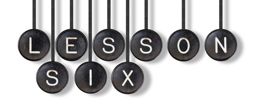 Typewriter buttons, isolated on white background - Lesson six