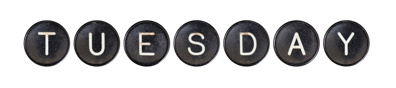 Typewriter buttons, isolated on white background - Tuesday