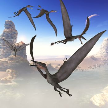 The Dorygnathus reptile was a predatory flying dinosaur that lived in the Jurassic Period of Europe.