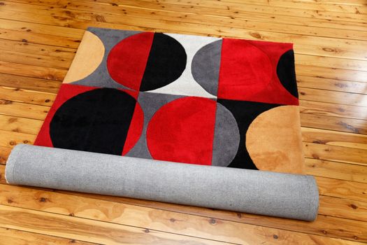 A rug with colourful circular patterns