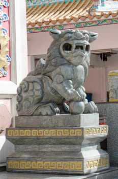 Close up of lion statue at China temple Chonburi, Thailand