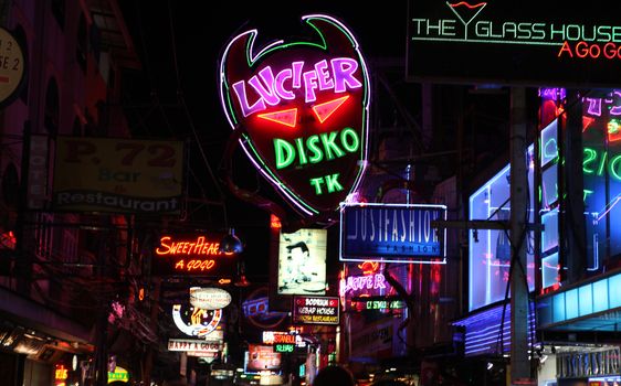 PATTAYA, THAILAND - DECEMBER 13: Nightlife on walking street on December 13, 2013 in Pattaya.