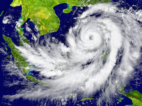 Huge hurricane near Southeast Asia. Elements of this image furnished by NASA
