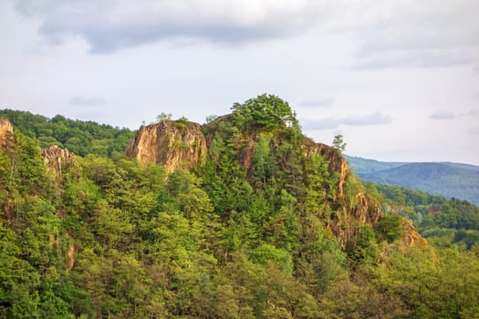 Impressive rocks with trees in the forest