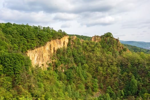 Impressive rocks with trees in the forest