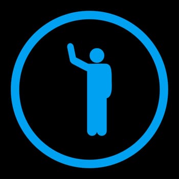 Hello glyph icon. This rounded flat symbol is drawn with blue color on a black background.
