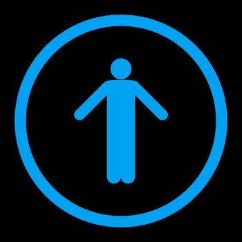 Ignorance glyph icon. This rounded flat symbol is drawn with blue color on a black background.