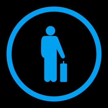 Passenger glyph icon. This rounded flat symbol is drawn with blue color on a black background.