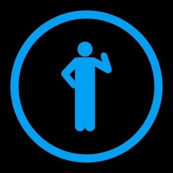 Proposal glyph icon. This rounded flat symbol is drawn with blue color on a black background.