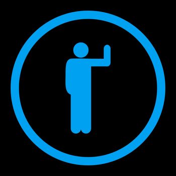 Vote glyph icon. This rounded flat symbol is drawn with blue color on a black background.