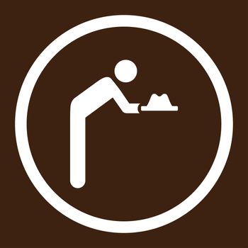 Servant glyph icon. This rounded flat symbol is drawn with white color on a brown background.
