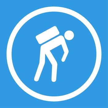 Courier glyph icon. This rounded flat symbol is drawn with white color on a blue background.
