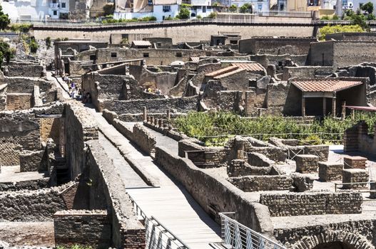 view of the Herculaneum excavation, Naples, Italy