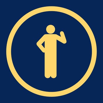 Proposal glyph icon. This rounded flat symbol is drawn with yellow color on a blue background.