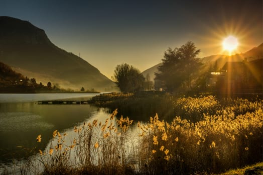 In the picture sunset at Endine Lake