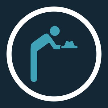 Servant glyph icon. This rounded flat symbol is drawn with blue and white colors on a dark blue background.