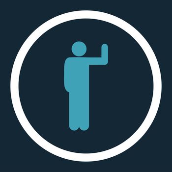 Vote glyph icon. This rounded flat symbol is drawn with blue and white colors on a dark blue background.