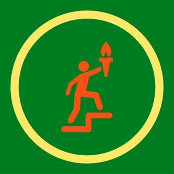 Leader glyph icon. This rounded flat symbol is drawn with orange and yellow colors on a green background.