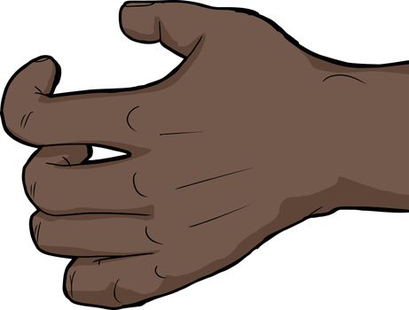 Single human hand holding nothing over white background