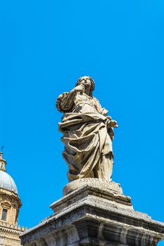 Marble Statue near the cathedral on Palermo, Sicily, Italy