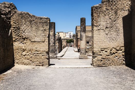 view of the Herculaneum excavation, Naples, Italy