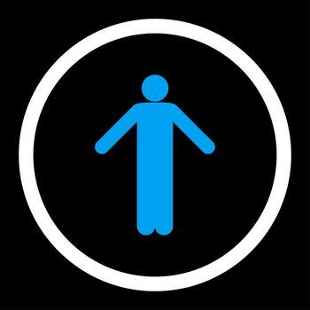 Ignorance glyph icon. This rounded flat symbol is drawn with blue and white colors on a black background.
