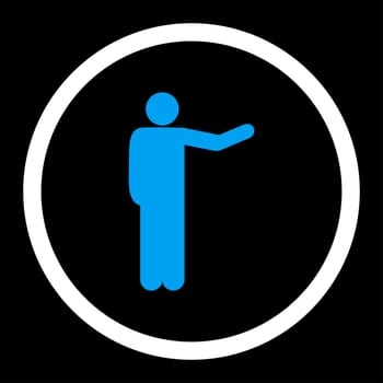 Show glyph icon. This rounded flat symbol is drawn with blue and white colors on a black background.