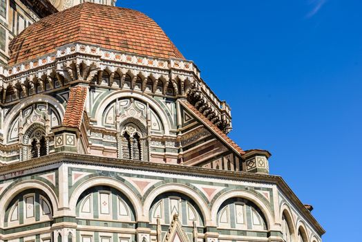 In the photo the dome of Florence Cathedral close up.