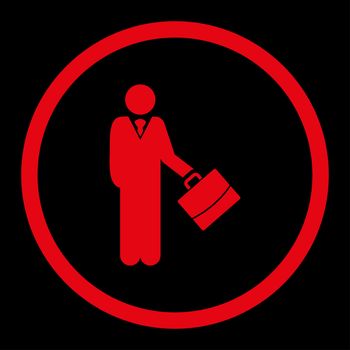 Businessman glyph icon. This rounded flat symbol is drawn with red color on a black background.
