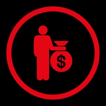 Investor glyph icon. This rounded flat symbol is drawn with red color on a black background.