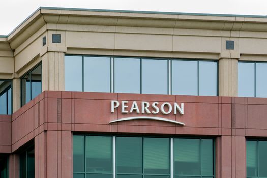 BLOOMINGTON, MN, USA, August 13, 2015. Pearson PLC office building. Pearson PLC is the largest education company and the largest book publisher in the world.