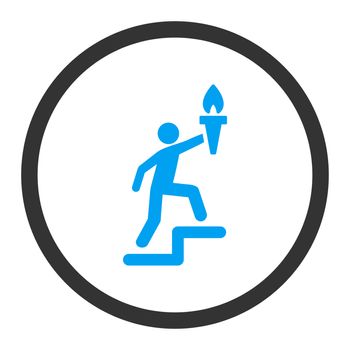 Leader glyph icon. This rounded flat symbol is drawn with blue and gray colors on a white background.