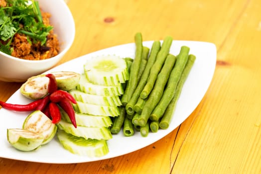 Thai Food appetizer ,Nam Prik Aong ,Thai Northern Style Pork and Tomato Relish.