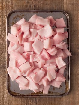 close up of rustic pork fat cube