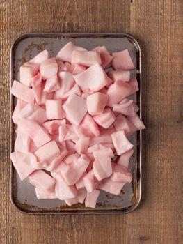 close up of rustic pork fat cube