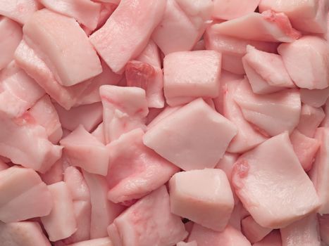 close up of pork fat cube food background