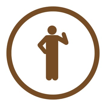 Proposal glyph icon. This rounded flat symbol is drawn with brown color on a white background.