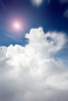 Cloudscape. Blue sky and white cloud. Sunny day. Cumulus cloud .