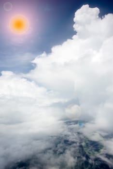 Cloudscape. Blue sky and white cloud. Sunny day. Cumulus cloud .